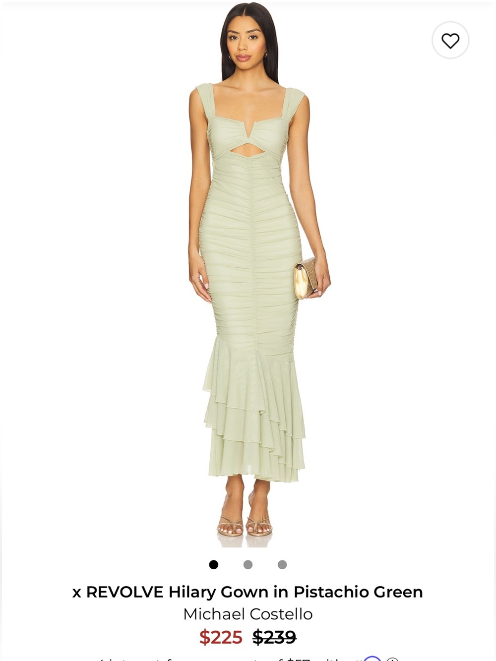 Michael Costello Pistachio Green Ruched Mermaid Maxi Skirt